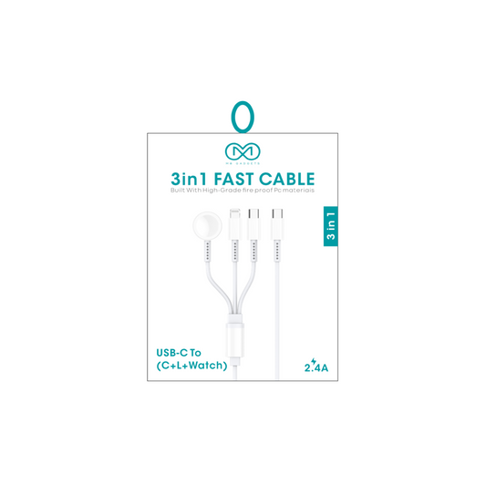3 In 1 Fast Cable USB-C to (C+L+Watch)